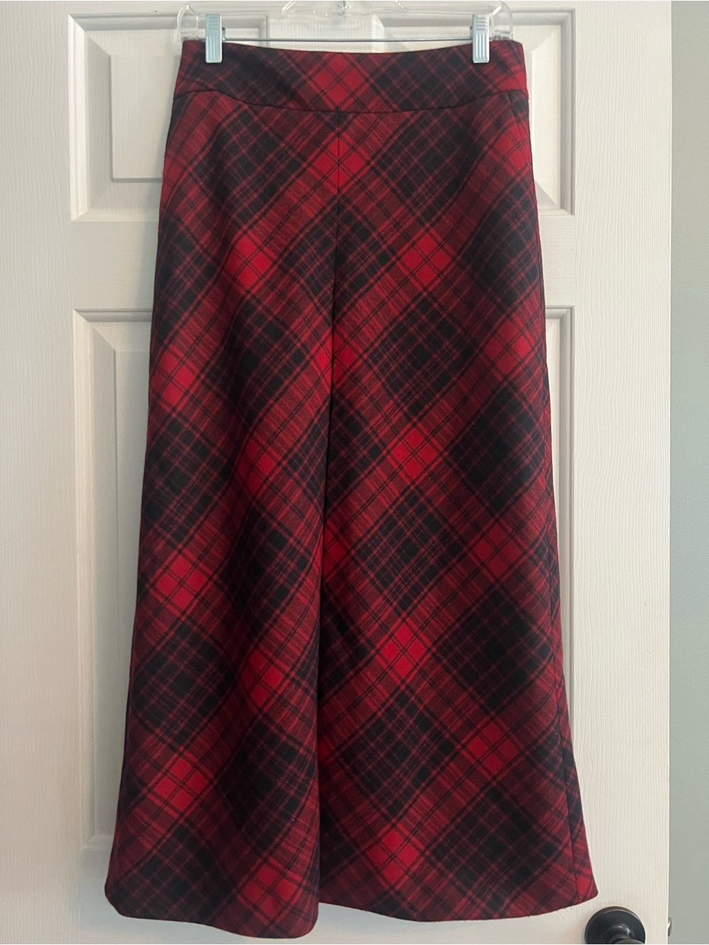 Talbots Wool Plaid Tartan A-Line Maxi Skirt Red Black